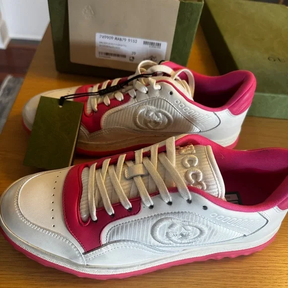Gucci White and Pink Sneakers - Picture 3 of 11